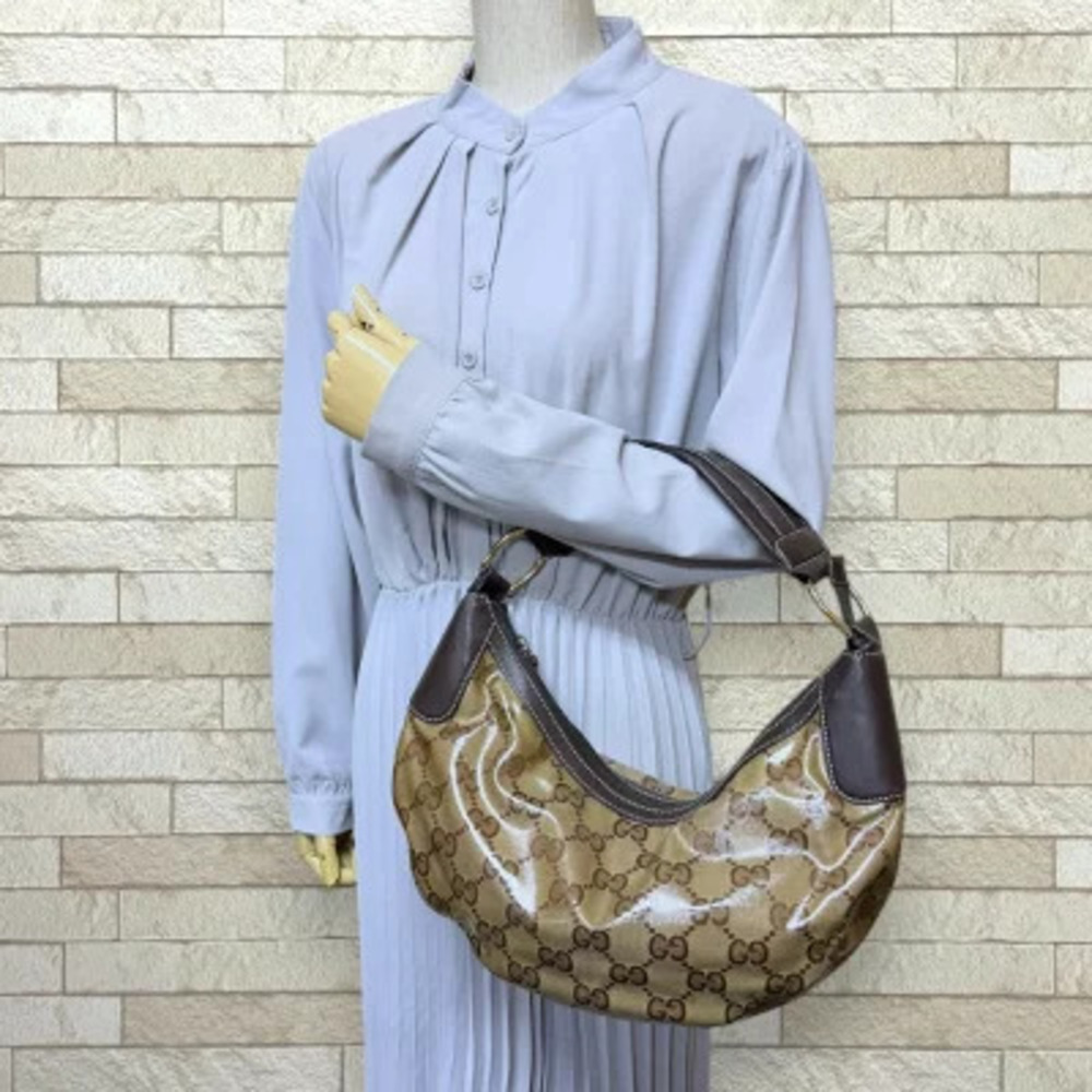 Gucci Bag GG Cream Shoulder Beige Crystal Canvas Cream Tan